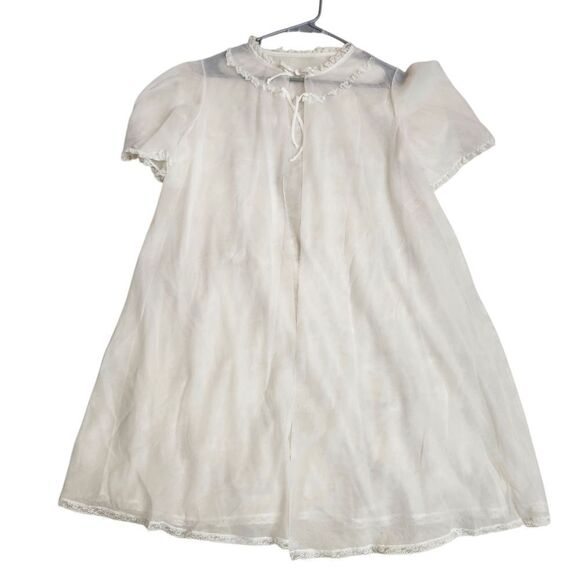 Gilead 90's Vtg Nylon And Lace Short Sleeve Grannycore Fairy Robe Sz Md - Picture 8 of 10